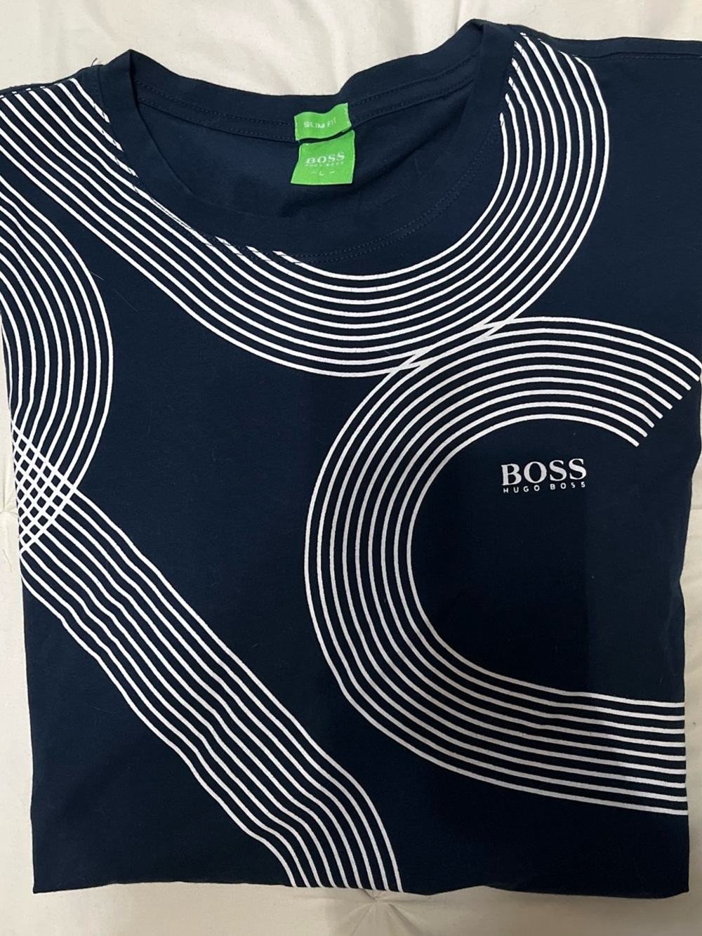 Hugo Boss Navy Tee with White Graphic Rings